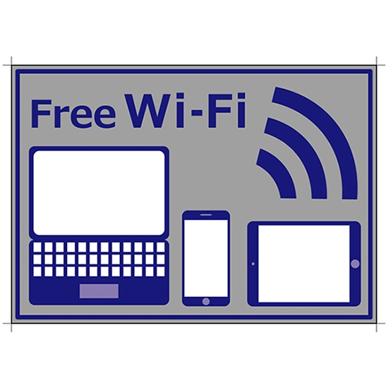 片面ウィンドウシール (W420×H297mm) FREE Wi-Fi SPOT青マーク No.24973