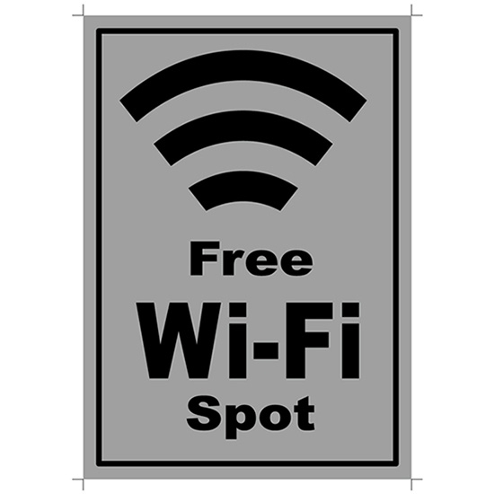 片面ウィンドウシール (W420×H297mm) FREE Wi-Fi SPOT黒 No.24974