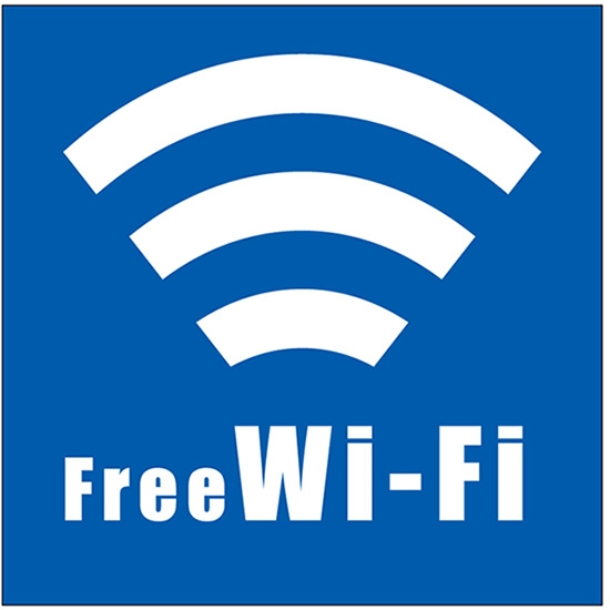 デコレーションシール (W285×H285mm) FREE Wi-Fi 大青 四角 No.24978