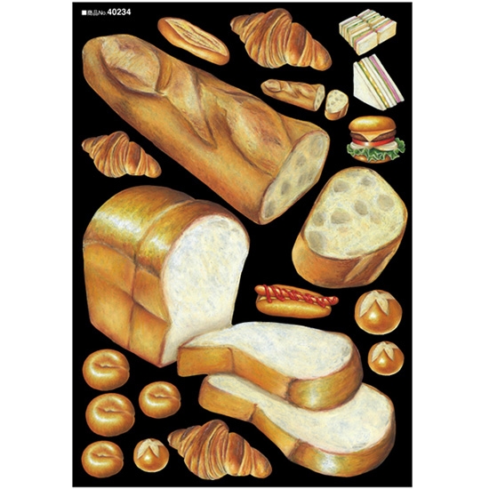 デコレーションシール (A4サイズ) 食パン フランスパン チョーク No.40234