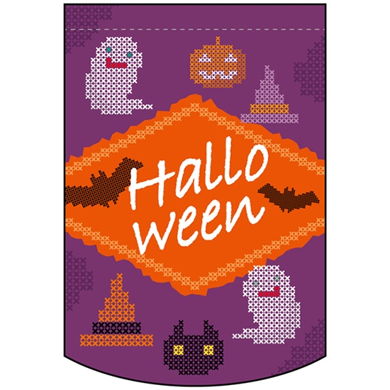 変型タペストリー (円カット) Halloween ハロウィン クロスステッチ紫 No.40127
