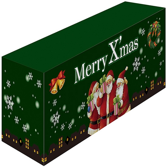 テーブルカバー 長机用 1800×700×450mm BOX縫製 Xmas クリスマス サンタ 緑 No.24265