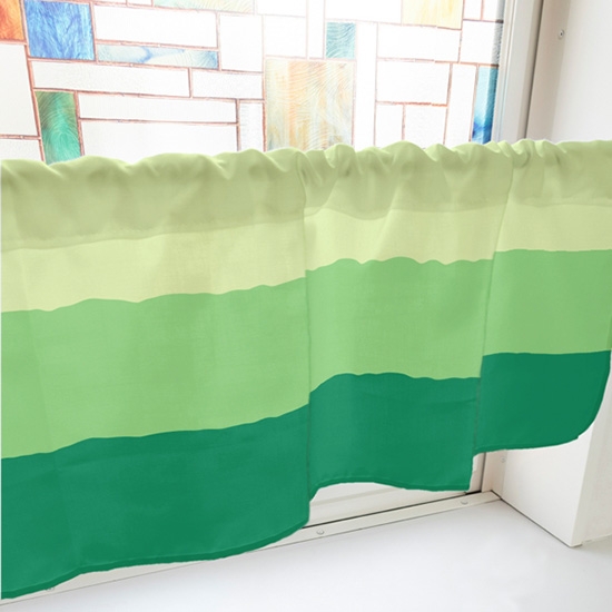 カフェカーテン 3色グラデ 緑 (幅800×高さ450mm) No.40684