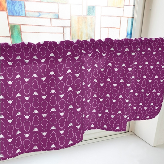 カフェカーテン ひょうたん 紫 (幅800×高さ450mm) No.41320