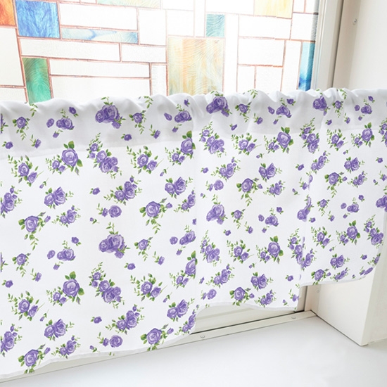 カフェカーテン バラ 紫 (幅800×高さ450mm) No.41450