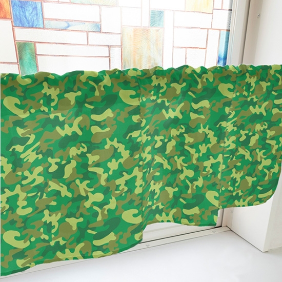 カフェカーテン 迷彩 緑 (幅800×高さ450mm) No.41552